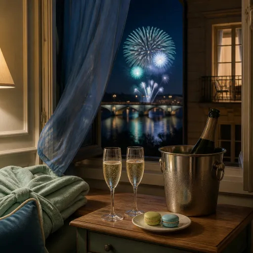 The July 14 Fireworks from a Bordeaux Hotel Window : The Two Rooms That Earn Their Rate That Night